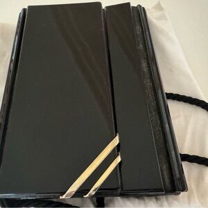 Unique piece  maison Martin Margiela Black Lacquer Clutch with Gold Accent